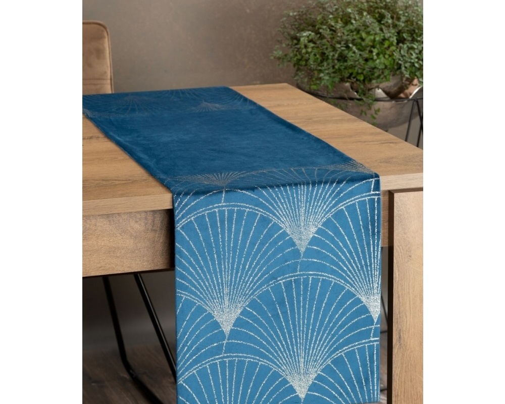 Behúň na stôl Blink 14, modrý s lesklým vzorom